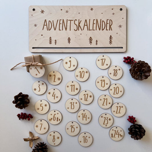 Adventskalender, DIY-Kalender aus Holz inkl. Zahlen