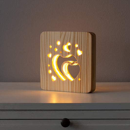 LED Holzlampe, Herzen