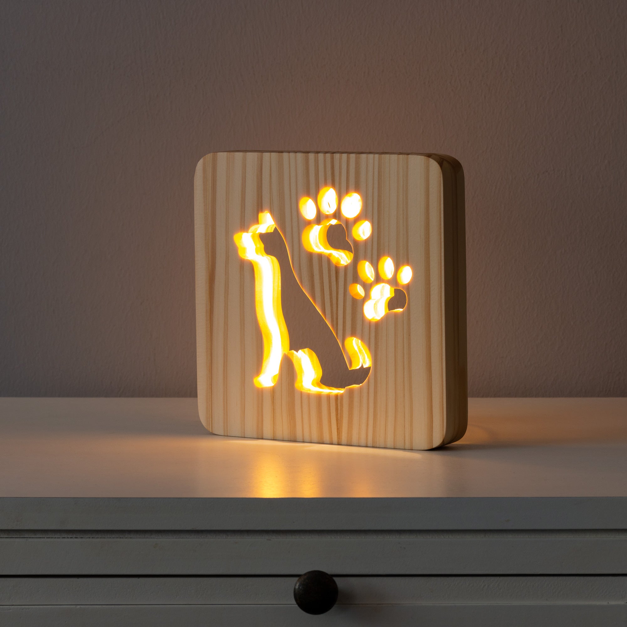 LED Holzlampe, Hund