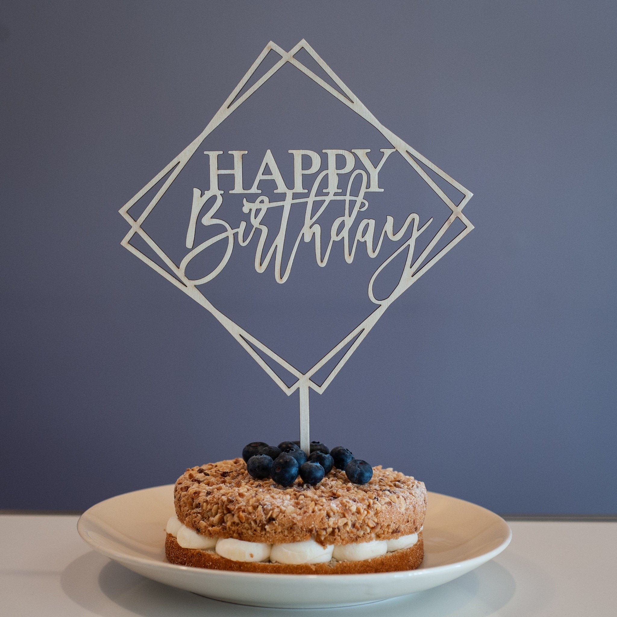 Cake Topper "Happy Birthday", Quadrate