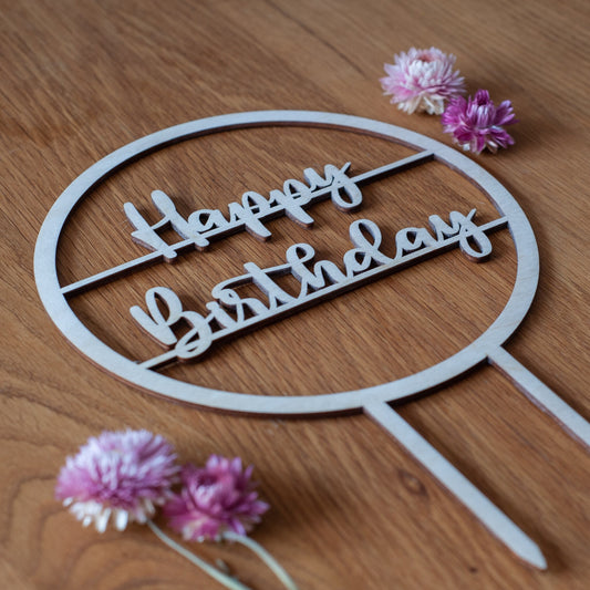 Cake Topper "Happy Birthday", rund