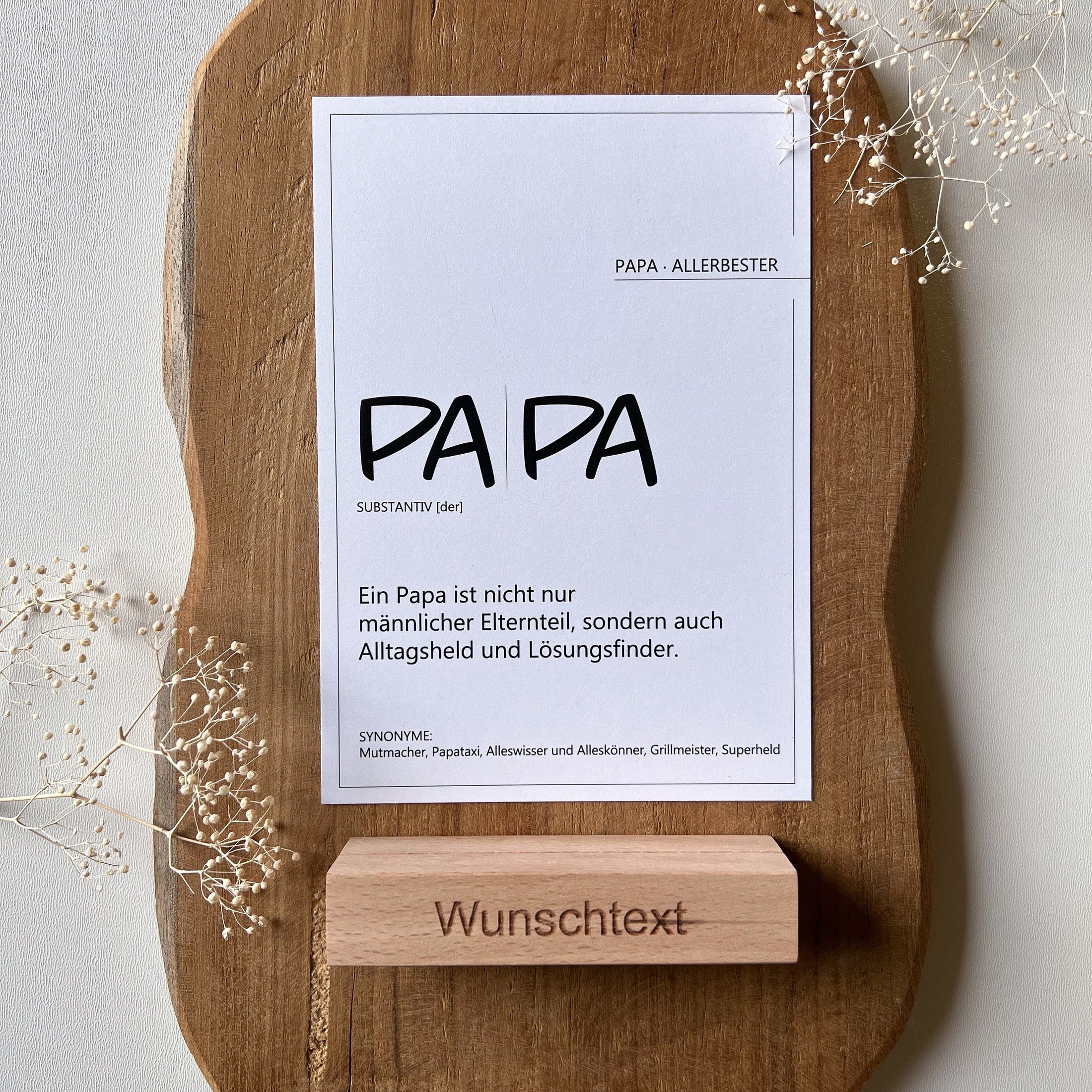 Postkarte "PAPA" + Kartenaufsteller, personalisierbar