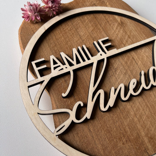 Holzring mit Familienname